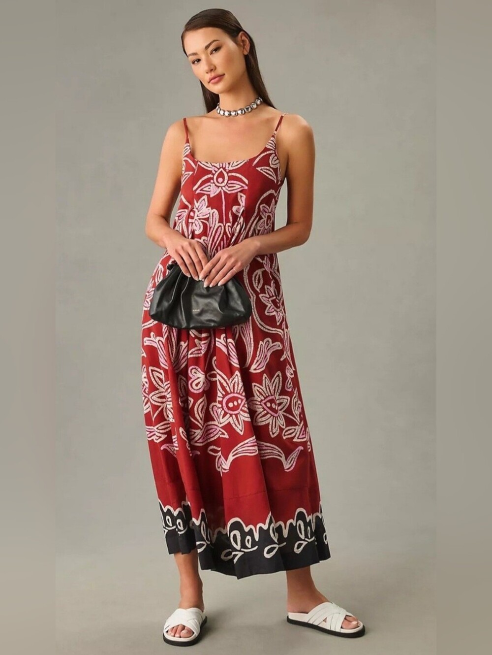Anthropologie Square Neck Pleated Dress Size L